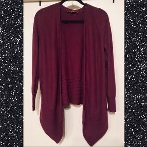 LOFT Diagonal Ribbed Open Cardigan